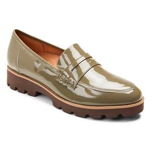 Vionic patent leather loafers - olive green